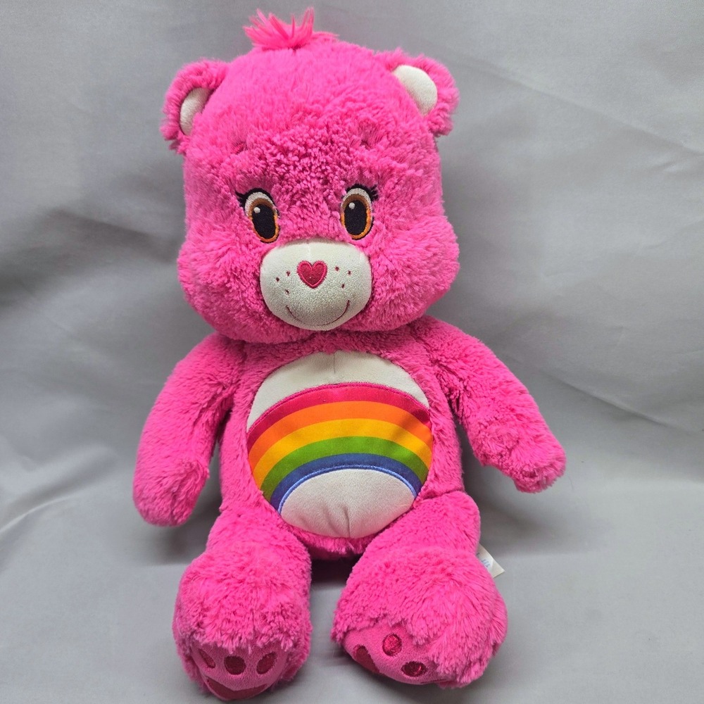 Build-A-Bear Care Bears Cheer Bear Plush 17in Pink Rainbow Excellent 2015